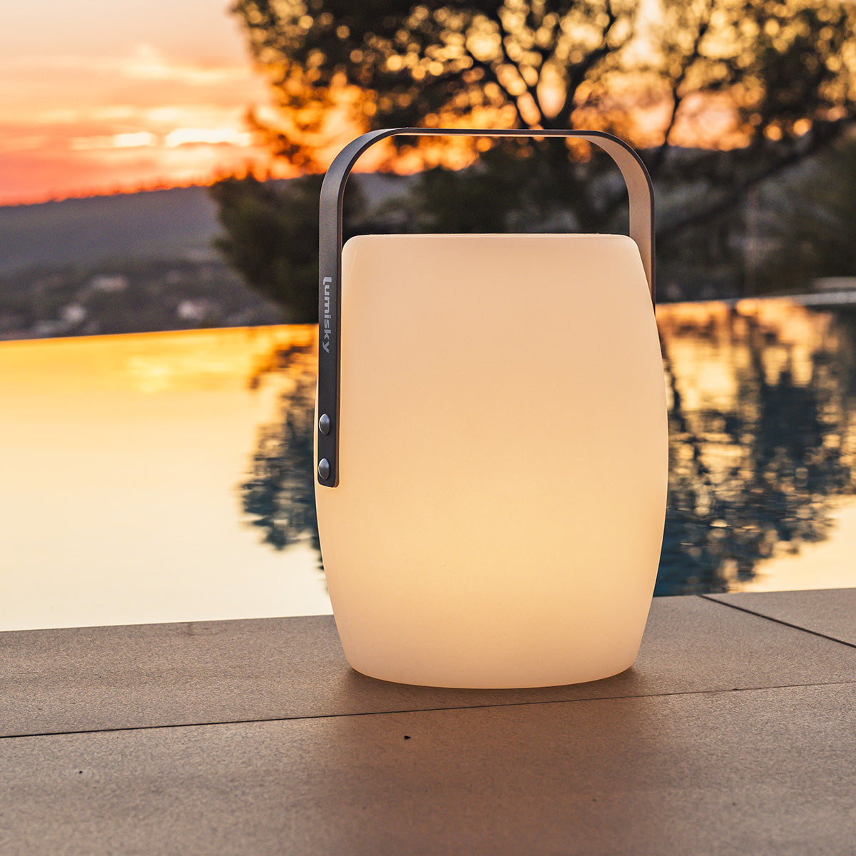 Lanterne sans fil poignée aluminium LED blanc chaud/blanc dimmable LUCY ROCK H31cm