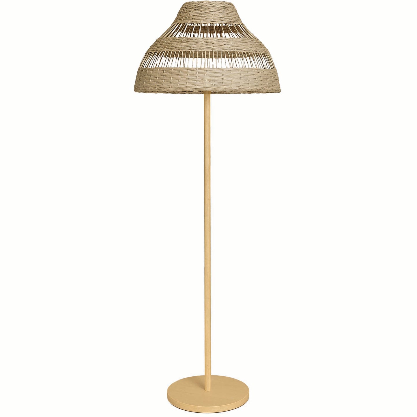 Lampadaire sans fil pied metal LED blanc et multicolore dimmable ELION en rotin H168cm avec télécommande