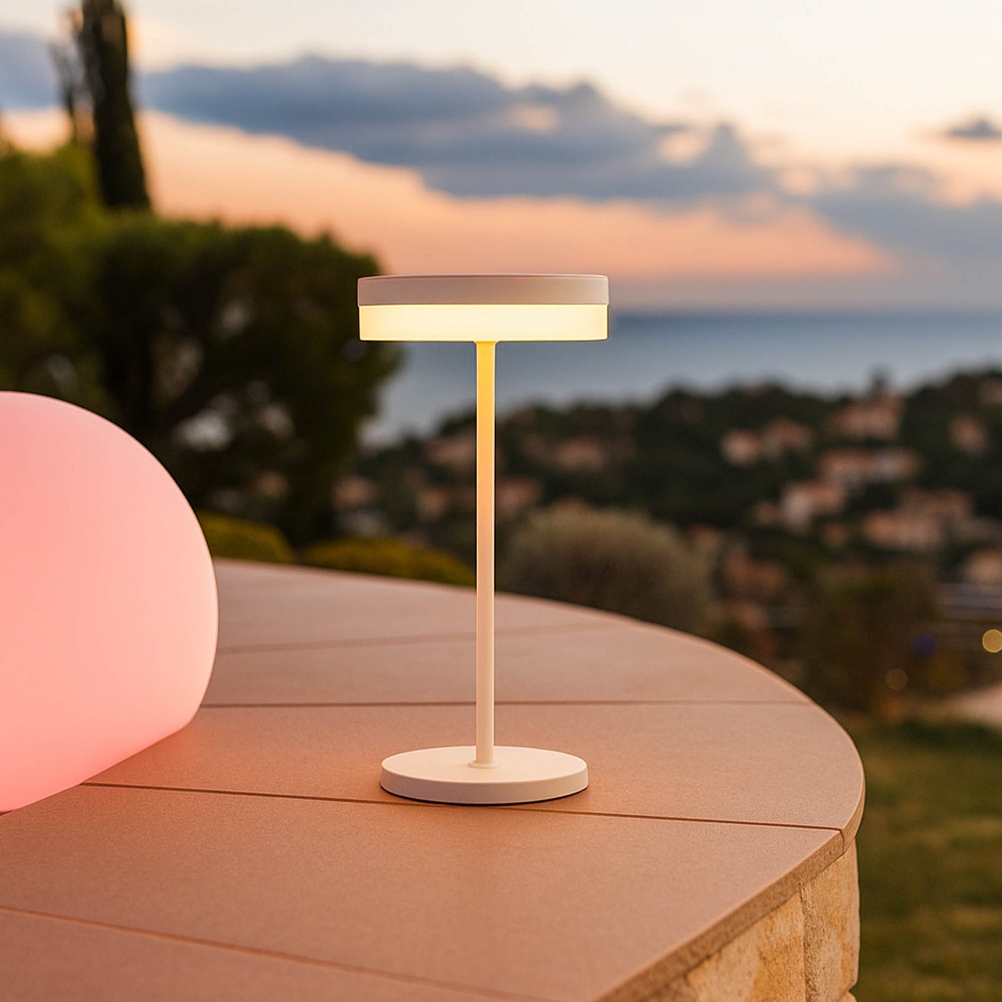 Lampe de table solaire LED blanc dimmable VIVIA MINI WHITE SOLAR H27cm