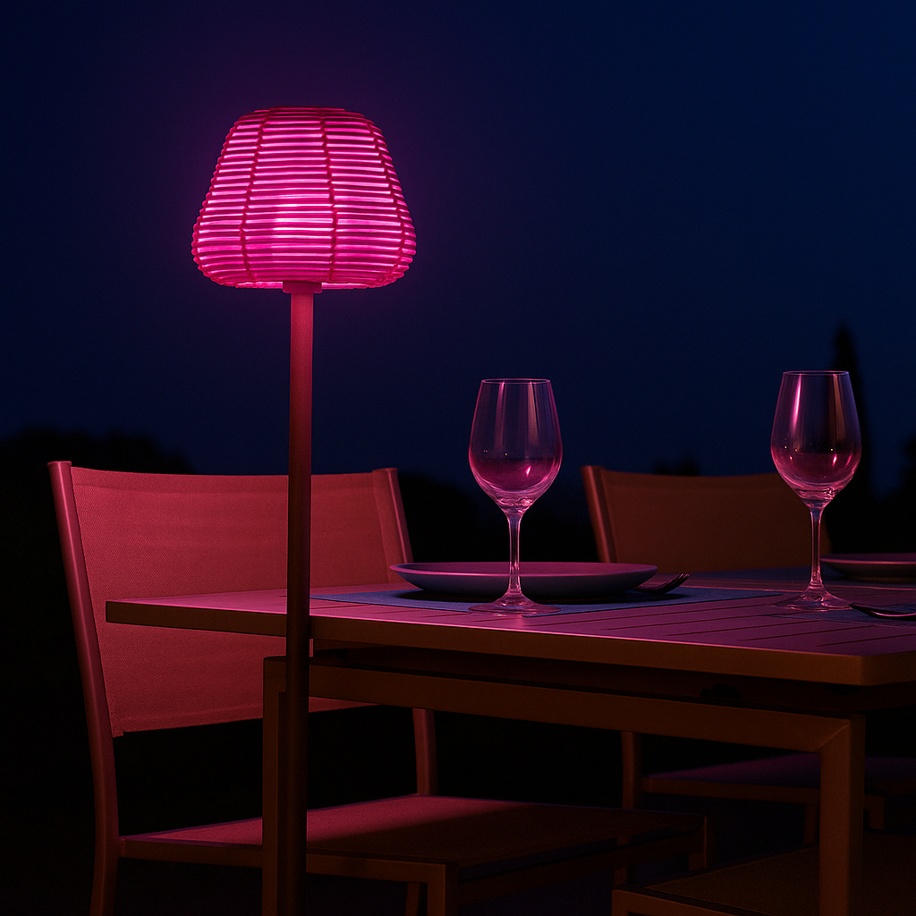 Lampadaire nomade design poly rotin pour extérieur LED MIDY BOHEME H120 cm