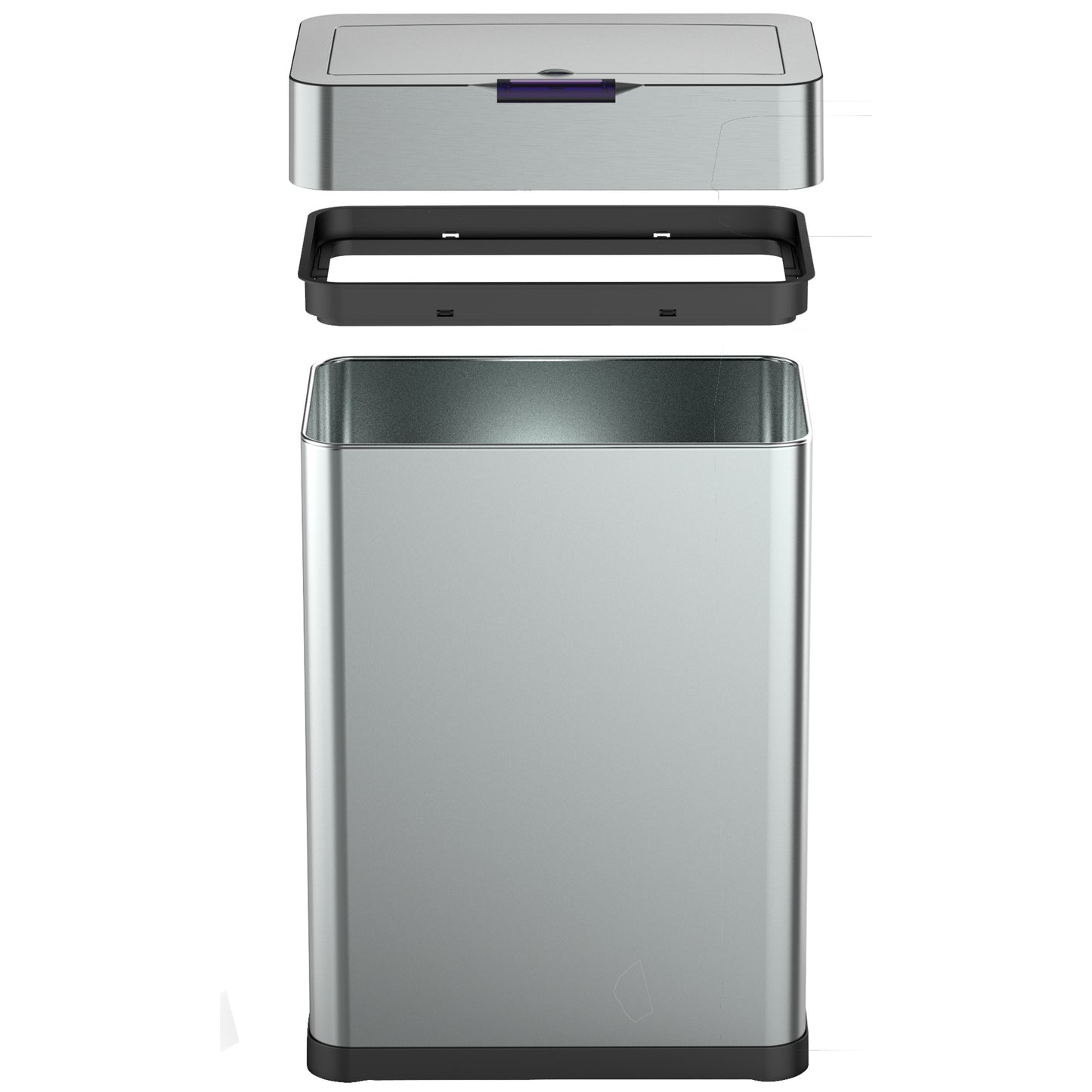 Poubelle de cuisine automatique design 60L DAYTONA en acier INOX avec cerclage