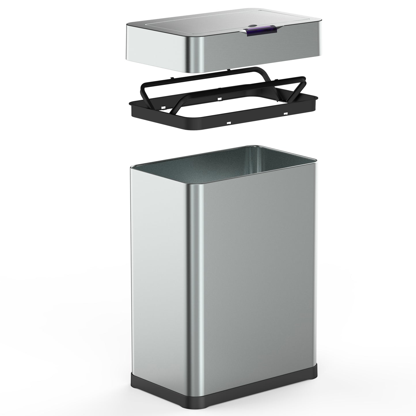 Poubelle de cuisine automatique design 60L DAYTONA en acier INOX avec cerclage
