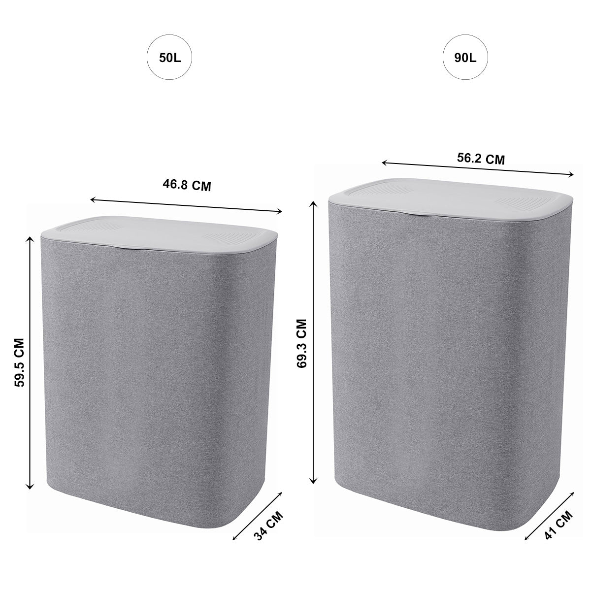 Panier à linge en tissu 50L SVEN avec couvercle et 2 sacs amovibles séparateurs, grande capacité, pliable et pratique