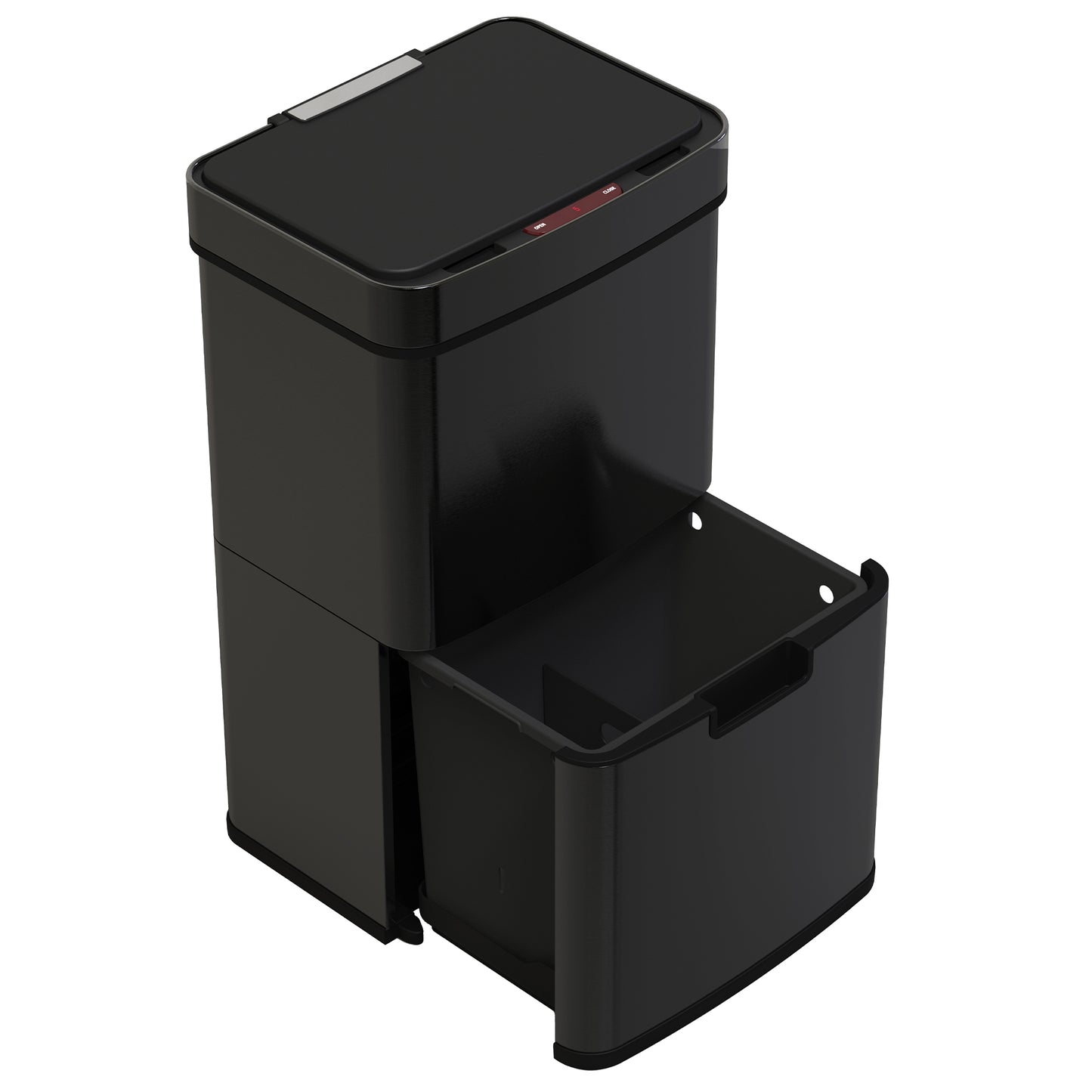 Poubelle De Cuisine Automatique Tri Sélectif Double Compartiment 75l NARVIK Noir brillant Recyclage Grande Capacité Et Poubelle De Table 3l