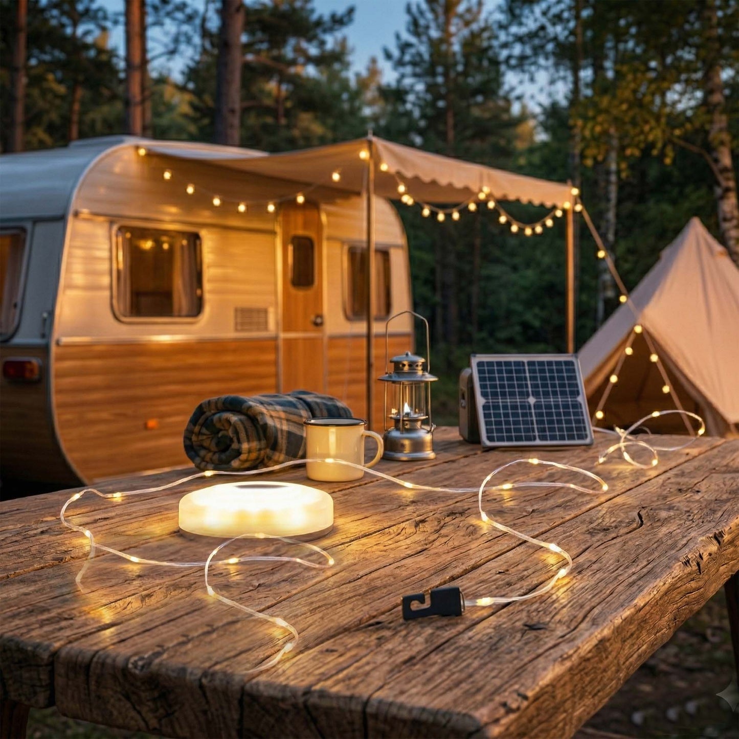 Guirlande lumineuse d'extérieur portable et rechargeable 2 en 1 LED blanc chaud 10M ROLY