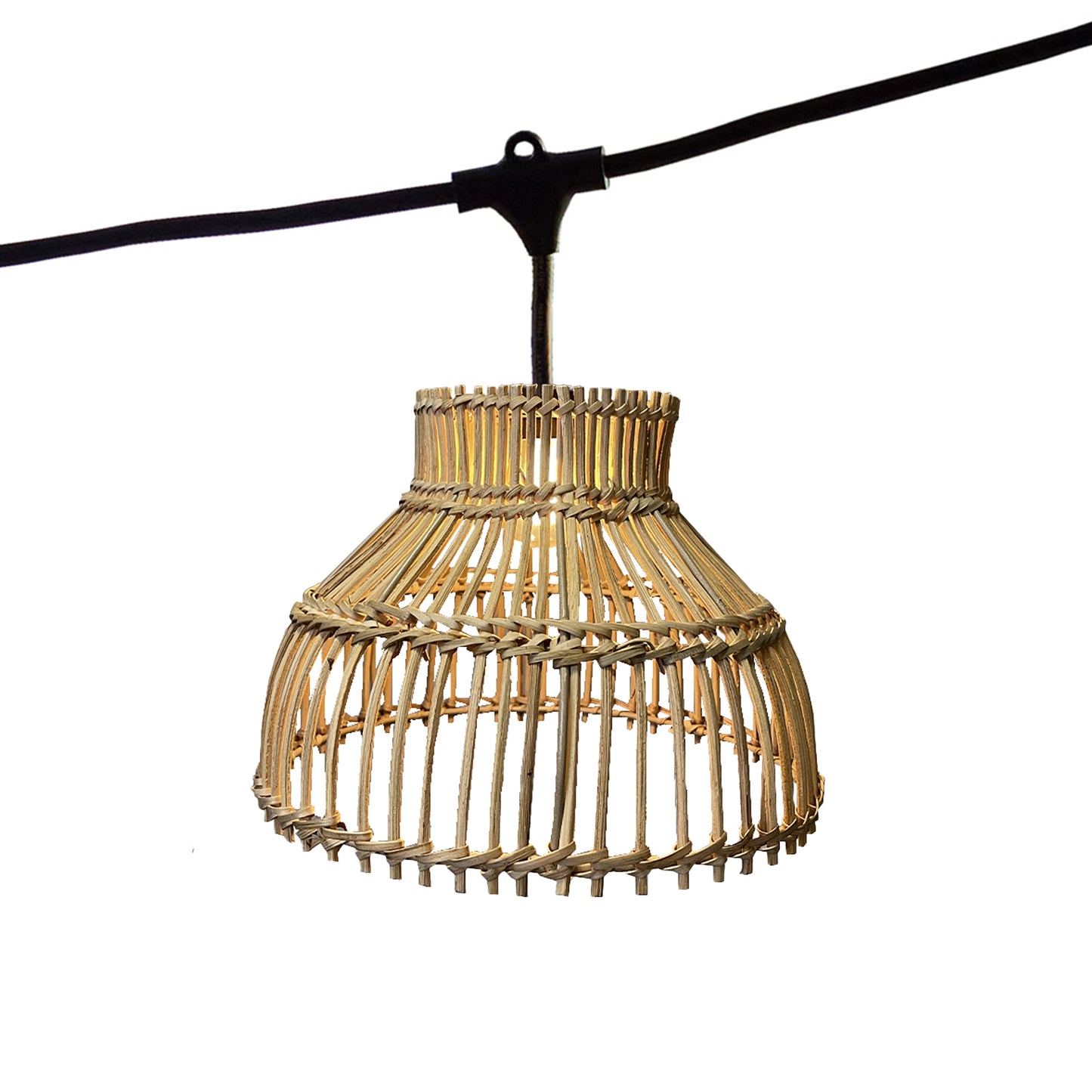 Außen anschließbare Lichterkette mit natürlichem Rattan-Lampenschirm im Bohemian-Stil 7 Glühlampen E27-Fassung warmweiß LED AMELIA LIGHT CONNECTABLE 6m