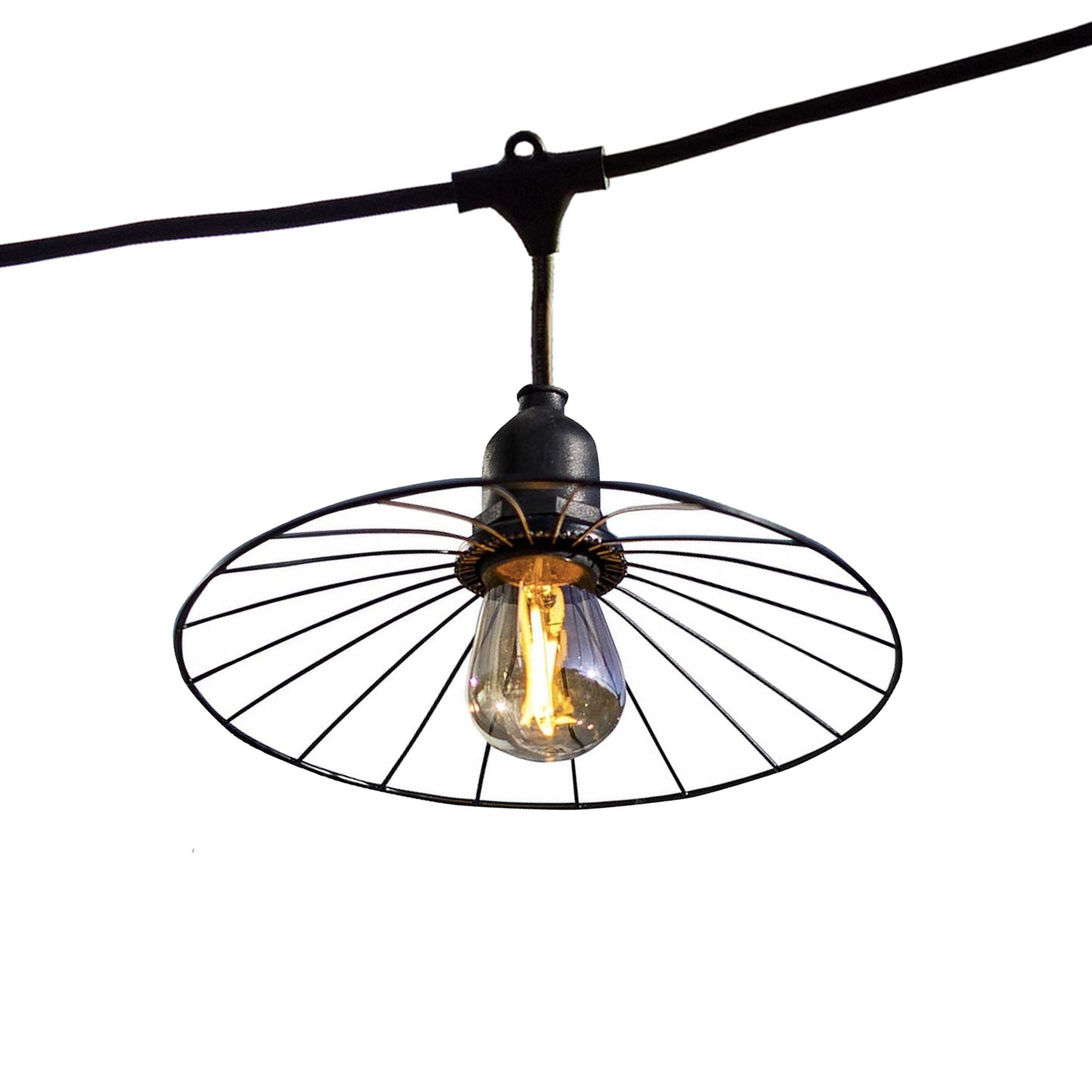 Guirlande lumineuse extérieur avec abat-jour en acier effet cage 10 ampoules à filament douille E27 LED blanc chaud CHIC CAGE LIGHT 6m