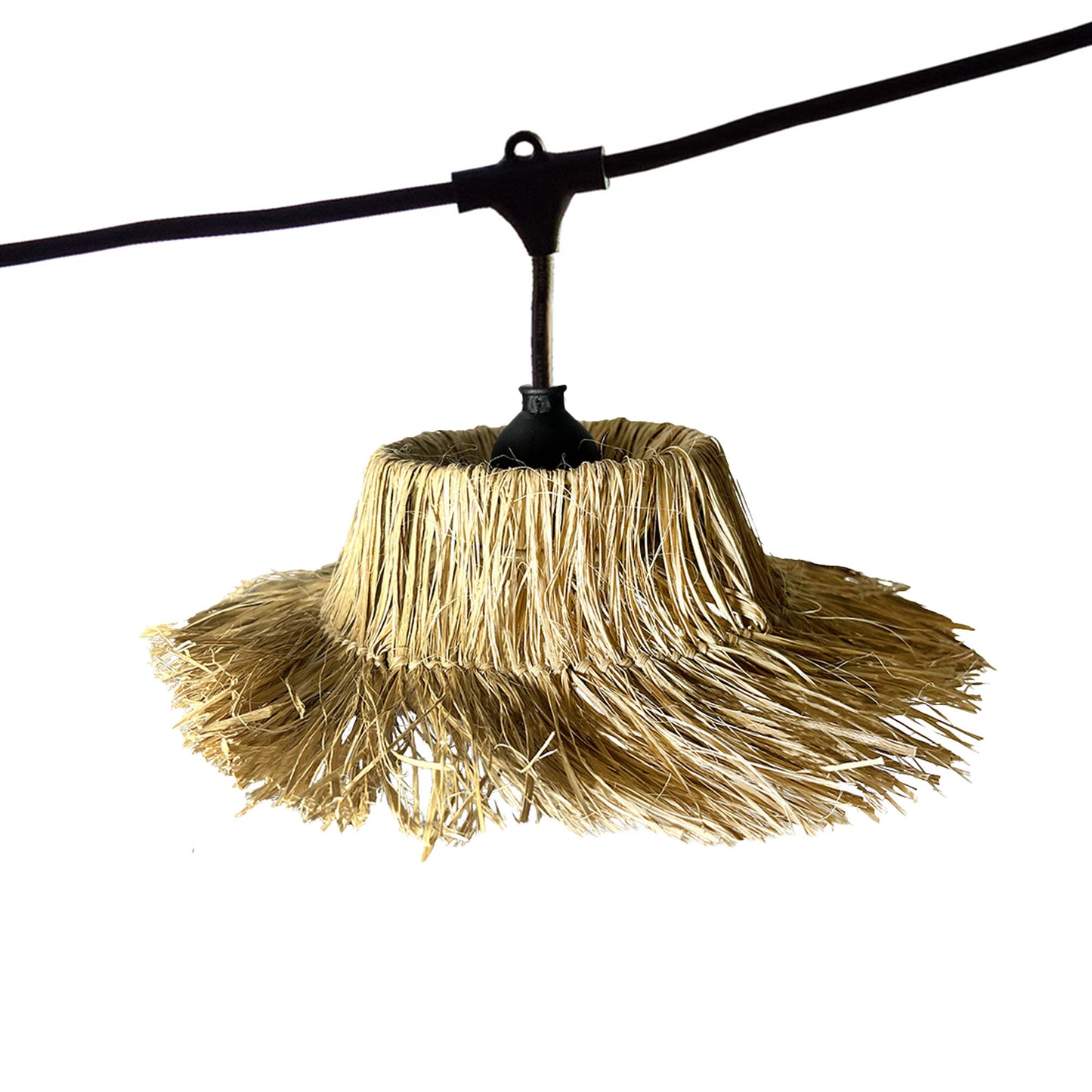Außen anschließbare Lichterkette mit Strohschirm im Bohemian-Stil 7 Glühlampen E27-Fassung warmweiß LED TAHITI LIGHT CONNECTABLE 6m