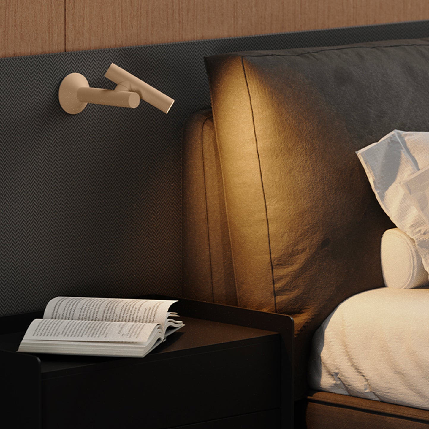 Lampe nomade murale et orientable beige à fixer en aluminium LED blanc chaud dimmable ZOOM WALL SAND ø8cm