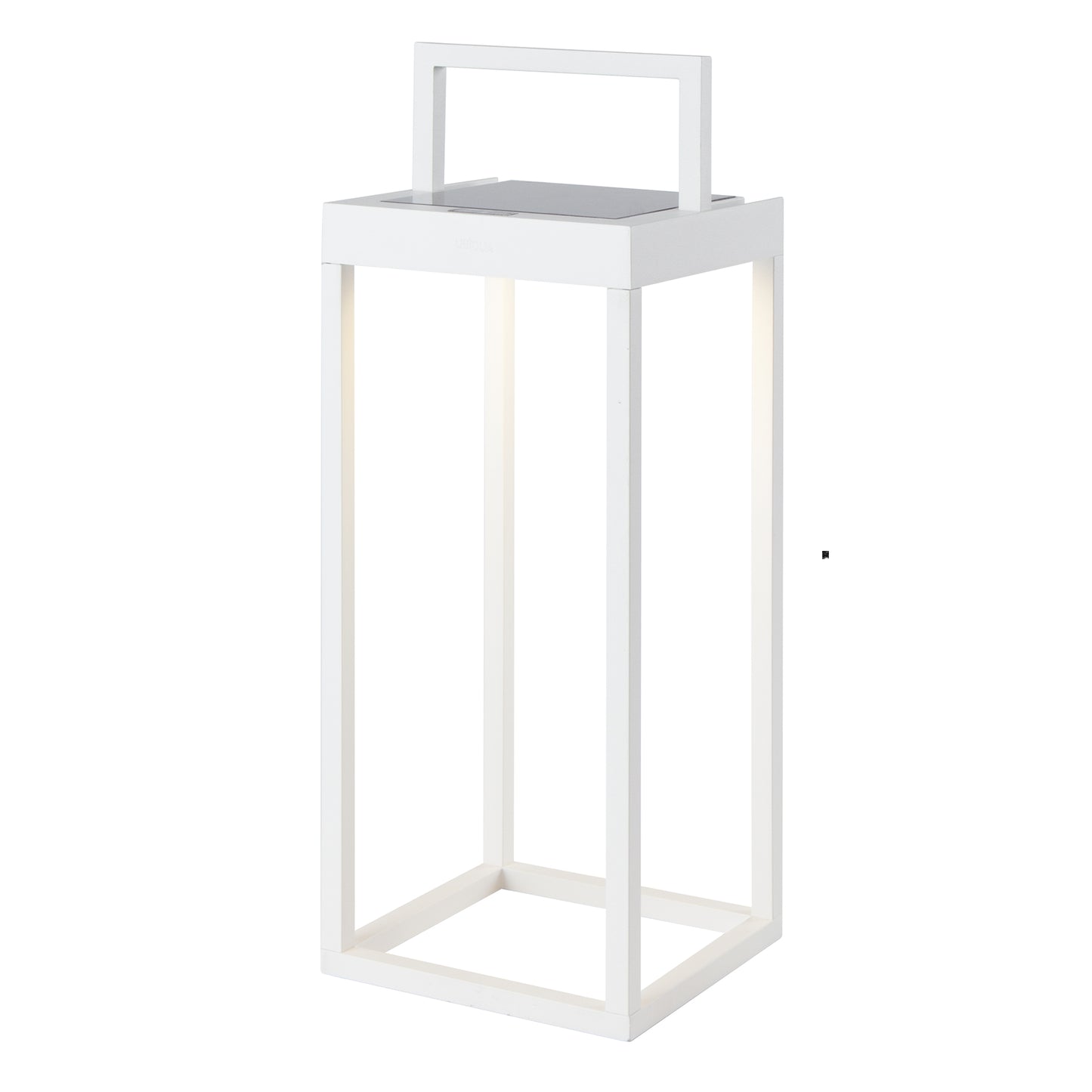 Lanterne sans fil solaire rechargeable à poser ou à fixer au mur en aluminium blanche LED blanc chaud dimmable HYDRA H32,5cm