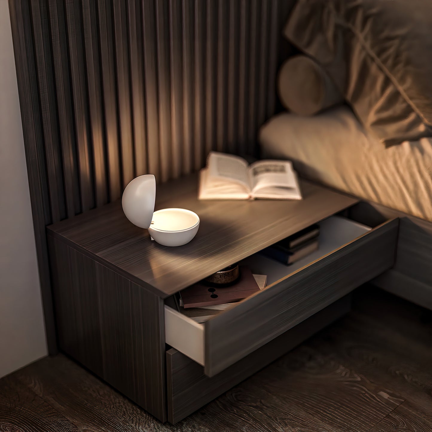 Lampe de chevet sans fil à poser blanche LED blanc chaud dimmable GOOD NIGHT WHITE ø12cm