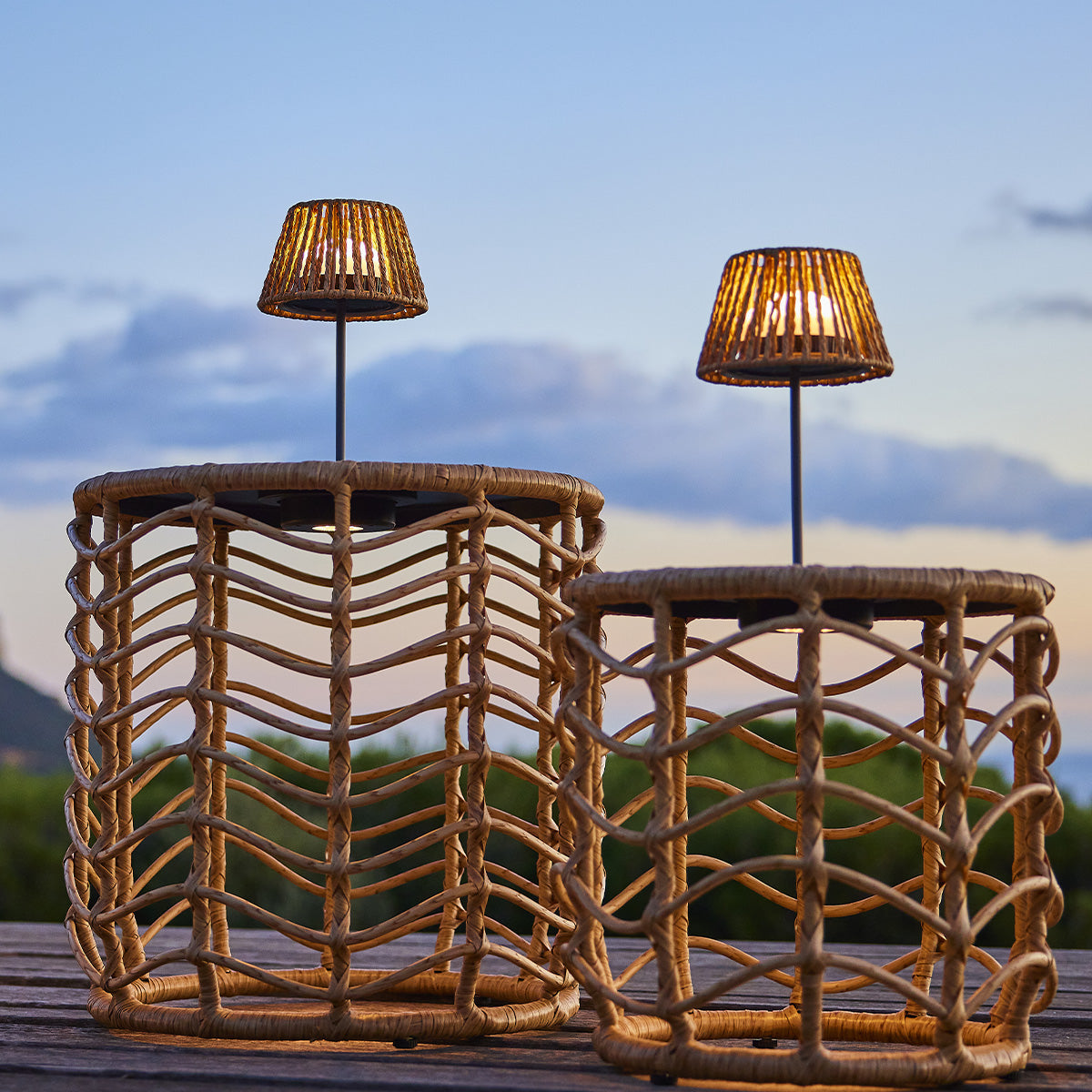 Lot de 4 minis lampes de table LED sans fil blanc dimmable 2X TWINS RAFFY H23.5cm