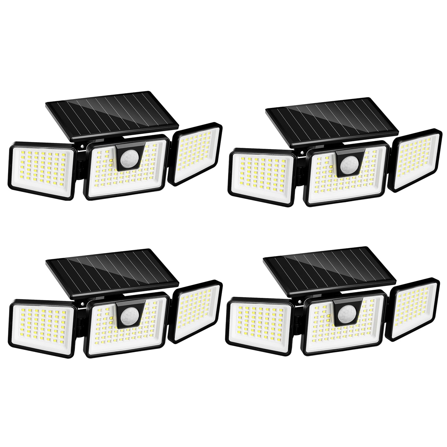 Solarstrahler 3 schwarze Köpfe leistungsstarke weiße LED-Beleuchtung FALCON H9,3cm mit einstellbarem Bewegungsmelder