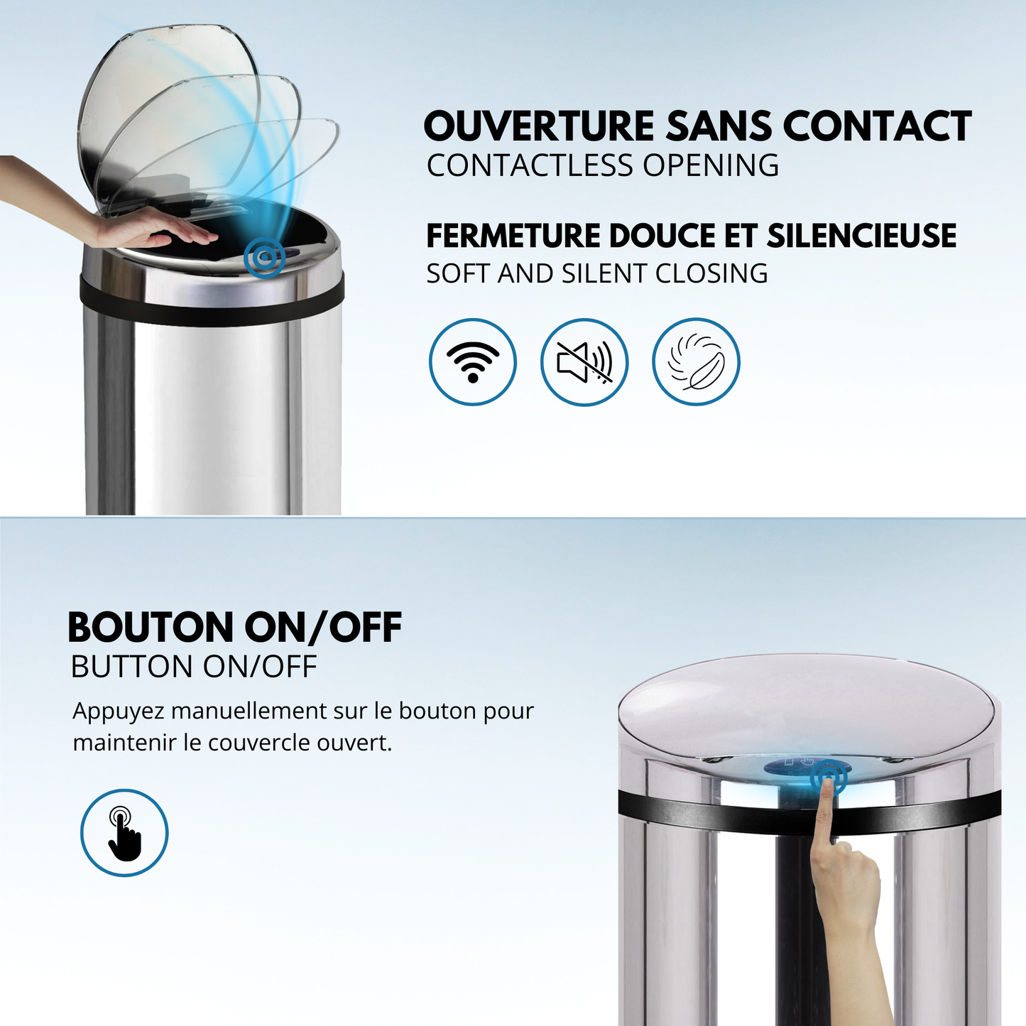 Poubelle de cuisine automatique 42L ARTIC en acier Inox avec seau