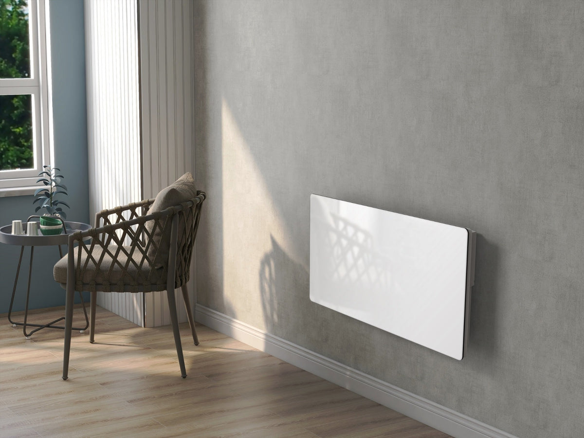 Radiateur électrique à inertie sèche bloc CERAMIQUE + facade VERRE écran LCD 2000W GLASS Norme NF - REDDECO.com
