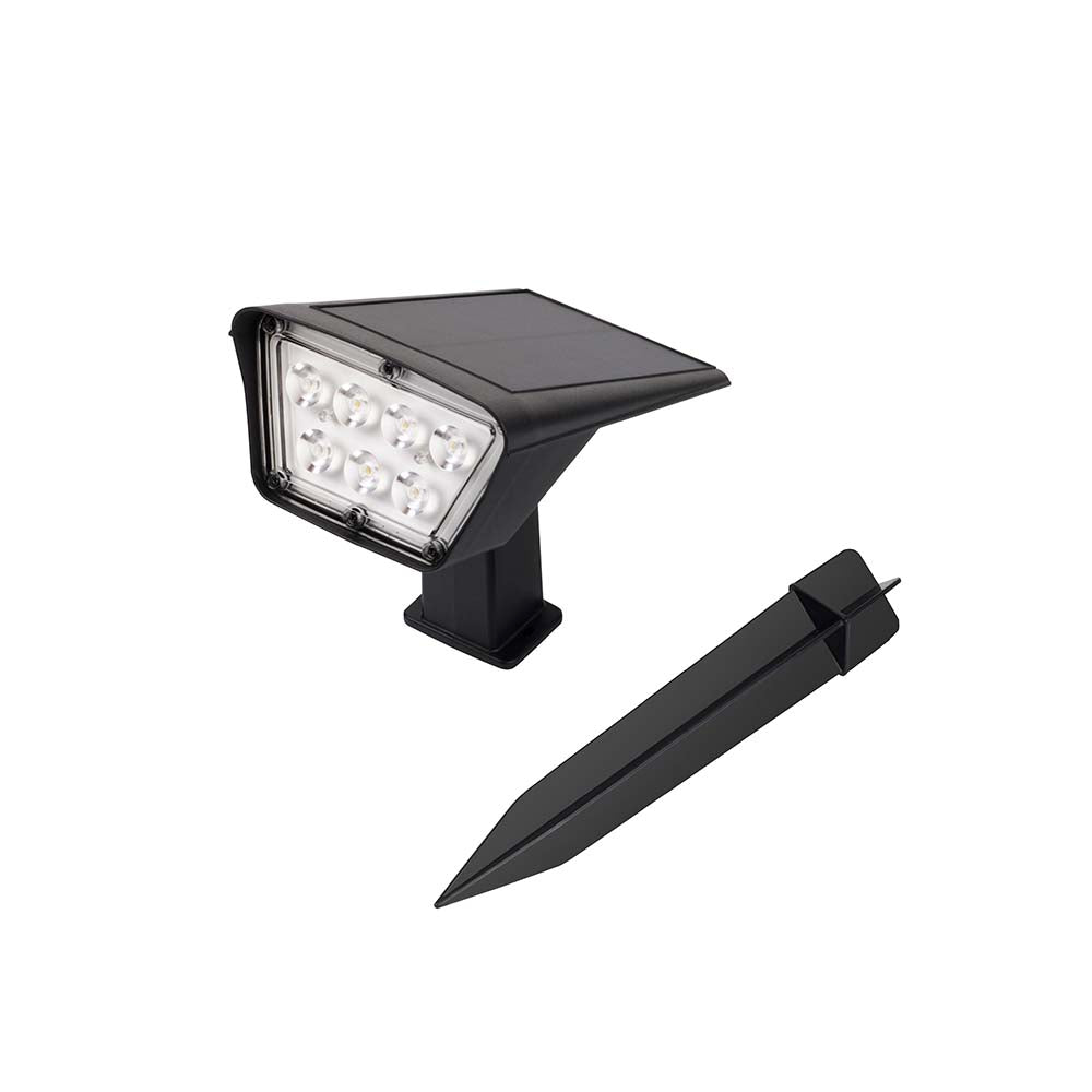 Lot de 4 spots solaires projecteur 2 en 1 à piquer ou à fixer rectangulaires éclairage puissant dimmable LED blanc CURTIS H 31.5cm