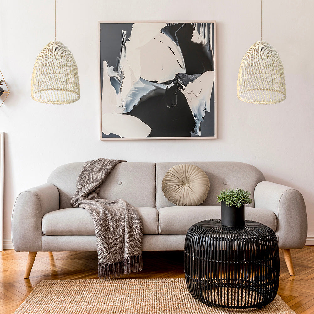 Abat jour naturel PAULO en rotin style bohème H45cm pour monture électrique E27