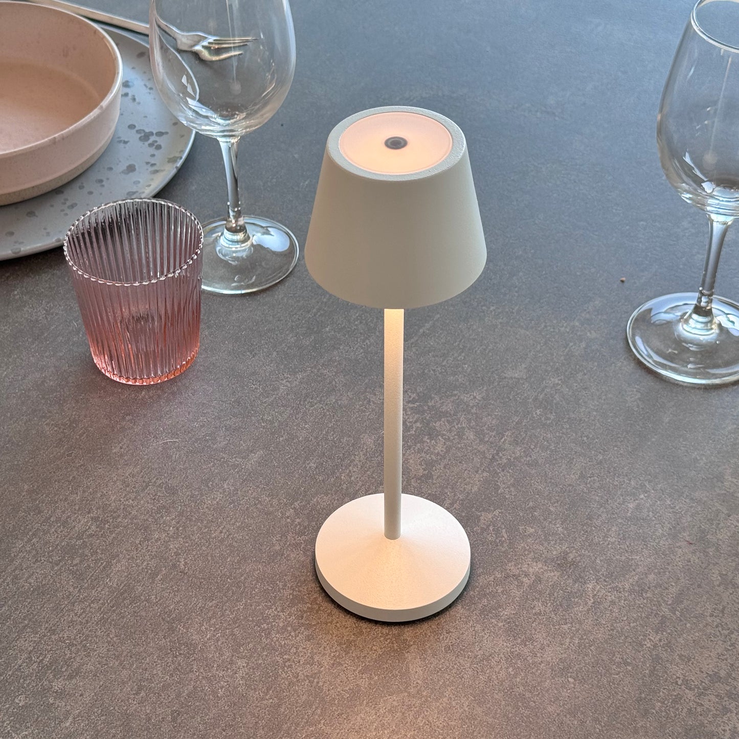 Lampe de table sans fil LED blanc chaud dimmable EMILY H25cm, White