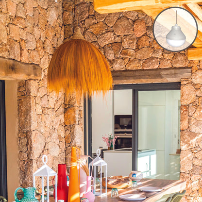 Suspension MASAI NOMAD en herbe de rayung style bohème avec ampoule LED blanc/RGB nomade