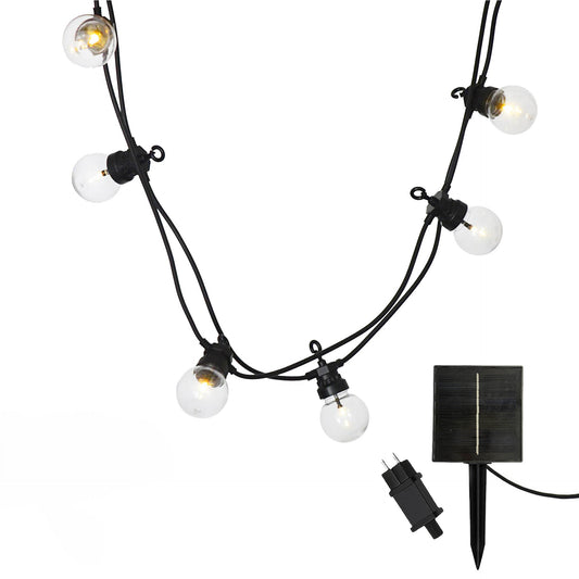 Guirlande lumineuse solaire et sur secteur raccordable 40 ampoules transparentes LED blanc chaud PARTY CLEAR 20 L14.4m