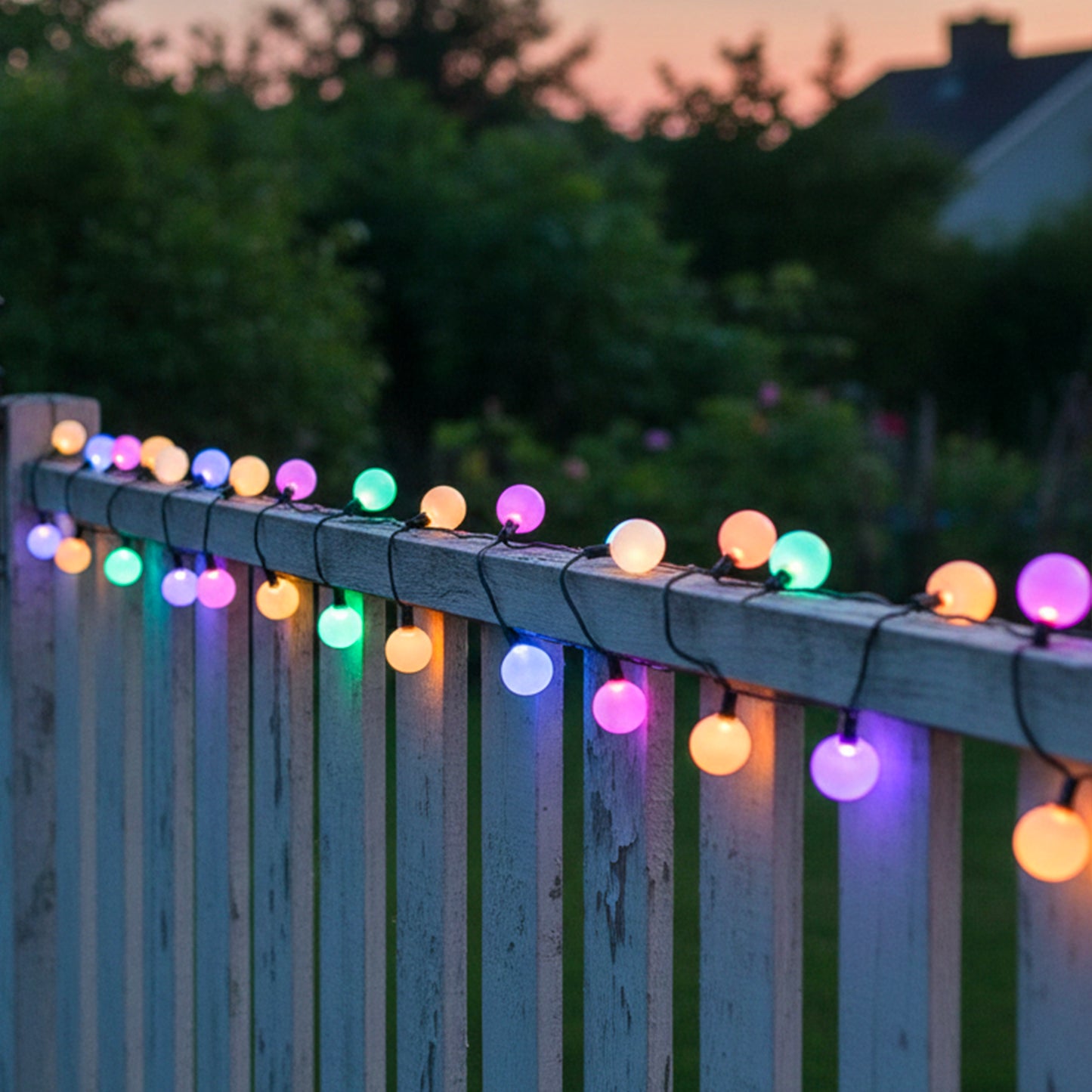 Lot de 2 guirlandes lumineuses solaires 100 ampoules rondes multicolores LED BILLY RGB 10.90m