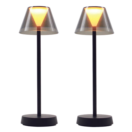 Lot de 2 lampes de table sans fil LED blanc chaud BEVERLY BLACK H34cm