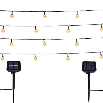 Lot de 2 guirlandes lumineuses solaires 60 globes scintillants LED blanc chaud FESTY WHITE 8m