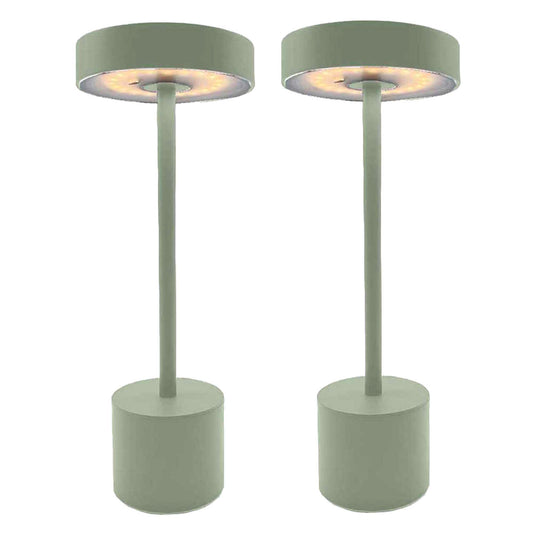 Lot de 2 lampes de table sans fil touch en aluminium vert olive mat LED ROBY OLIVE H30cm