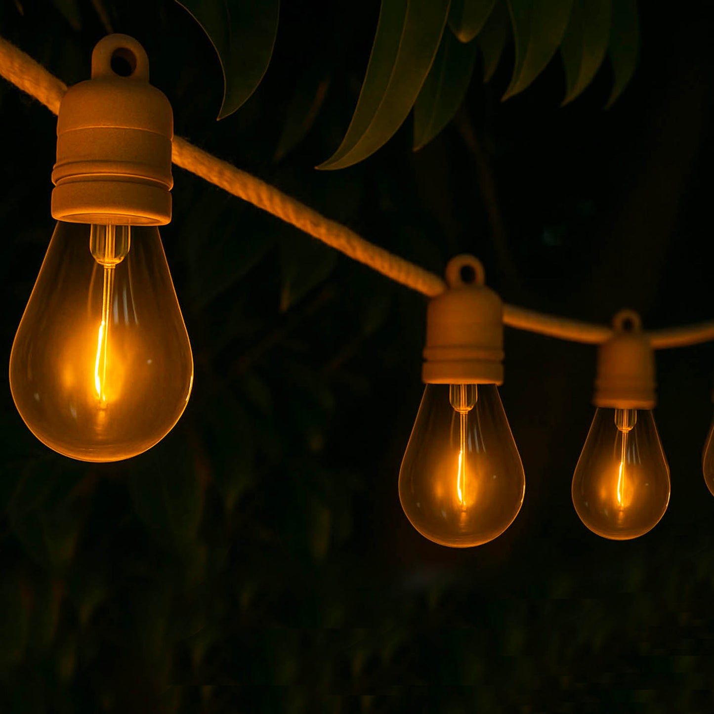 Guirlande lumineuse solaire et sur secteur en corde 10 ampoules transparentes LED blanc chaud FANTASY CORD SOLAR 8m