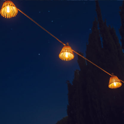 Guirlande lumineuse solaire et sur secteur raccordable en corde 20 ampoules transparentes LED blanc chaud dimmable NATURA LIGHT HYBRID 13m