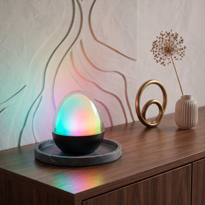 Lampe de table décoration LED blanc + RGB rechargeable OVIE H12cm