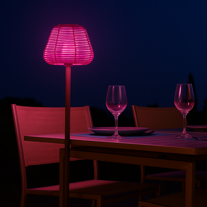 Lampadaire nomade design poly rotin pour extérieur LED MIDY BOHEME H120 cm