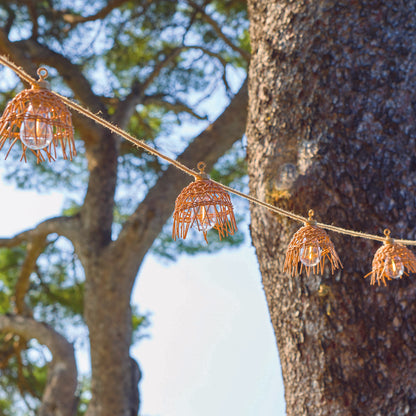 Guirlande lumineuse solaire et sur secteur raccordable en corde 20 ampoules transparentes LED blanc chaud dimmable MINI HAWAI LIGHT HYBRID 13m