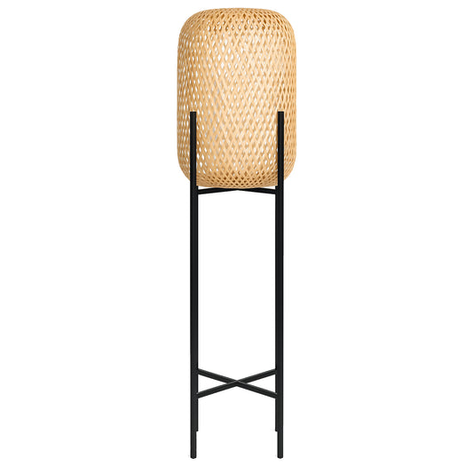 Lampadaire sans fil à 4 pieds metal LED blanc et multicolore dimmable STANLEY en poly rotin H150cm avec télécommande