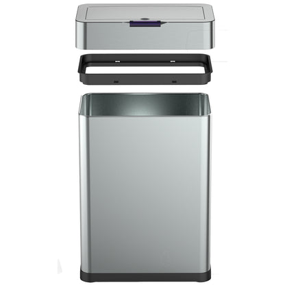 Poubelle de cuisine automatique design 60L DAYTONA en acier INOX avec cerclage
