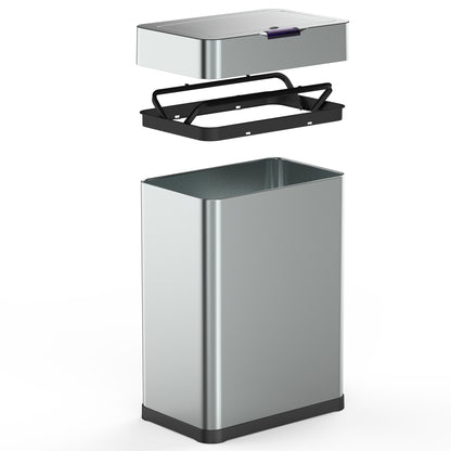 Poubelle de cuisine automatique design 60L DAYTONA en acier INOX avec cerclage