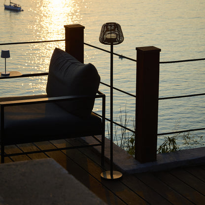 Design-Stehlampe aus Polyrattan-Draht für den Außenbereich, weiße LED TALL BOHEME H150cm E27-Sockel