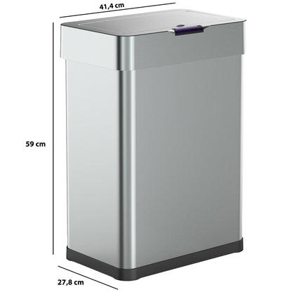 Poubelle de cuisine automatique design 60L DAYTONA en acier INOX avec cerclage