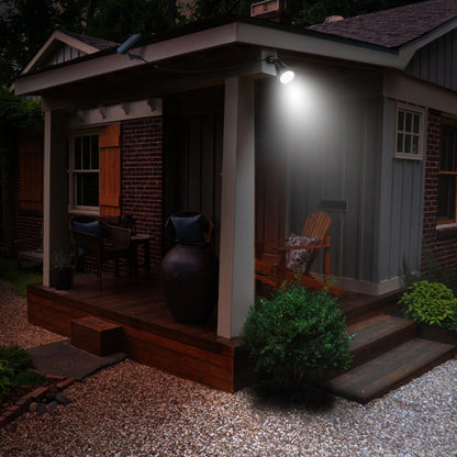 Lot de 2 double spot solaire relié avec panneau solaire déporté 2 en 1 à piquer ou à fixer éclairage puissant LED blanc dimmable FAMILY SPIKY H38cm