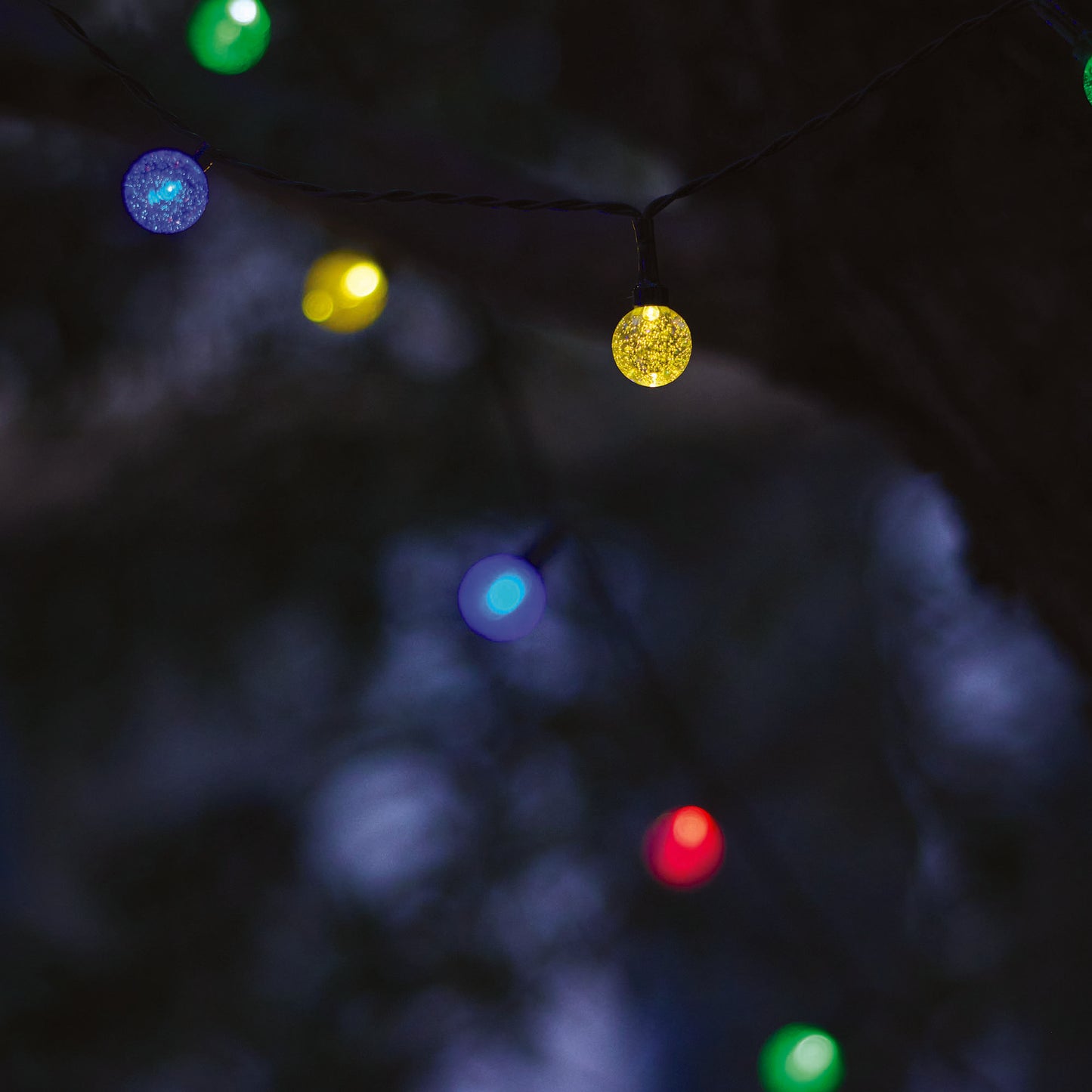 Lot de 2 guirlandes lumineuses solaires 20 globes scintillants LED multicolore FESTY COLOR 5.80m
