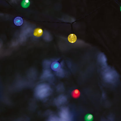 Lot de 2 guirlandes lumineuses solaires 20 globes scintillants LED multicolore FESTY COLOR 5.80m