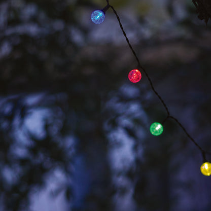 Lot de 2 guirlandes lumineuses solaires 20 globes scintillants LED multicolore FESTY COLOR 5.80m