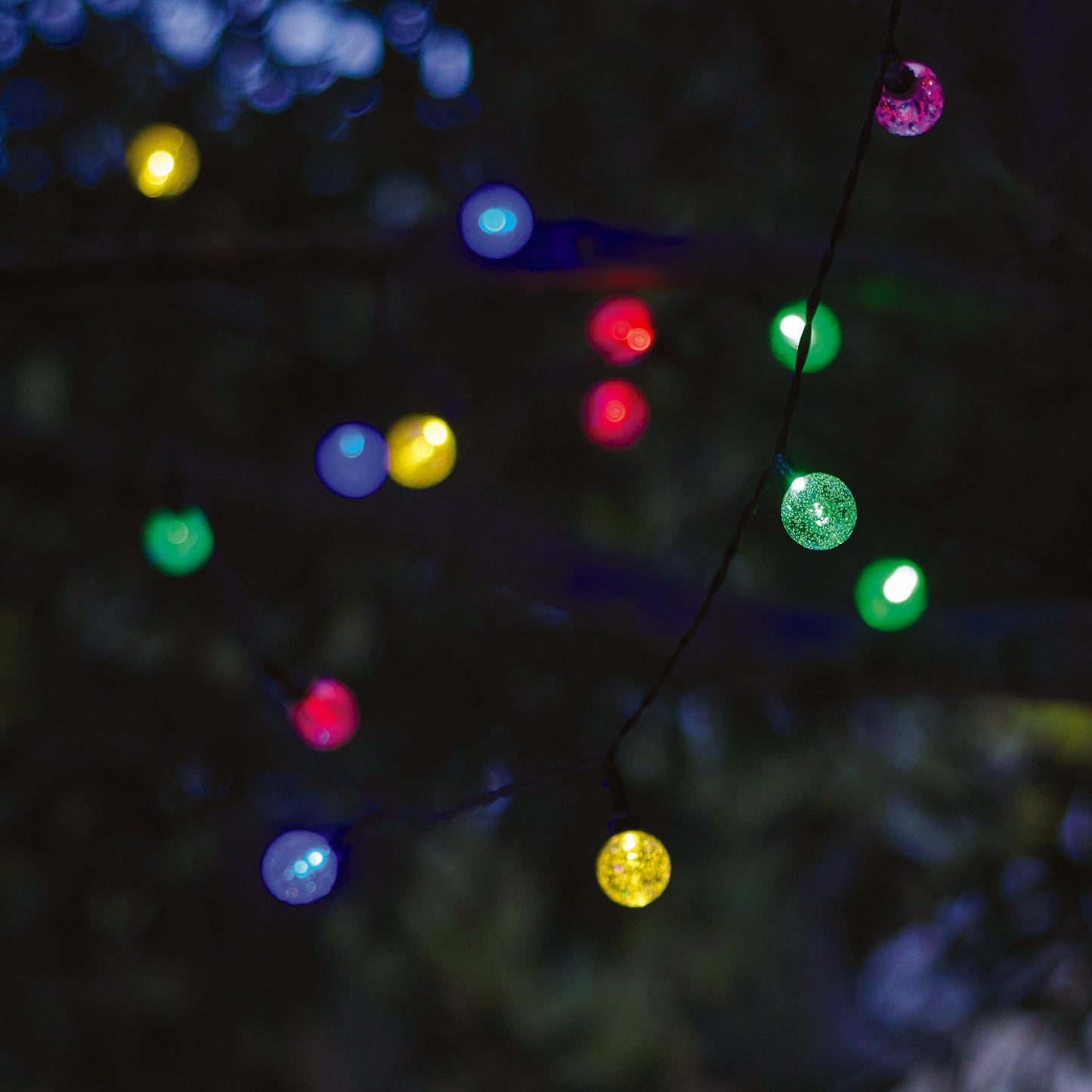 Lot de 2 guirlandes lumineuses solaires 20 globes scintillants LED multicolore FESTY COLOR 5.80m