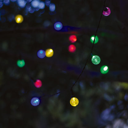 Lot de 2 guirlandes lumineuses solaires 20 globes scintillants LED multicolore FESTY COLOR 5.80m