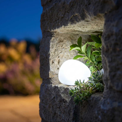 Lampe solaire décorative galet LED blanc SOLENZARA ∅16cm