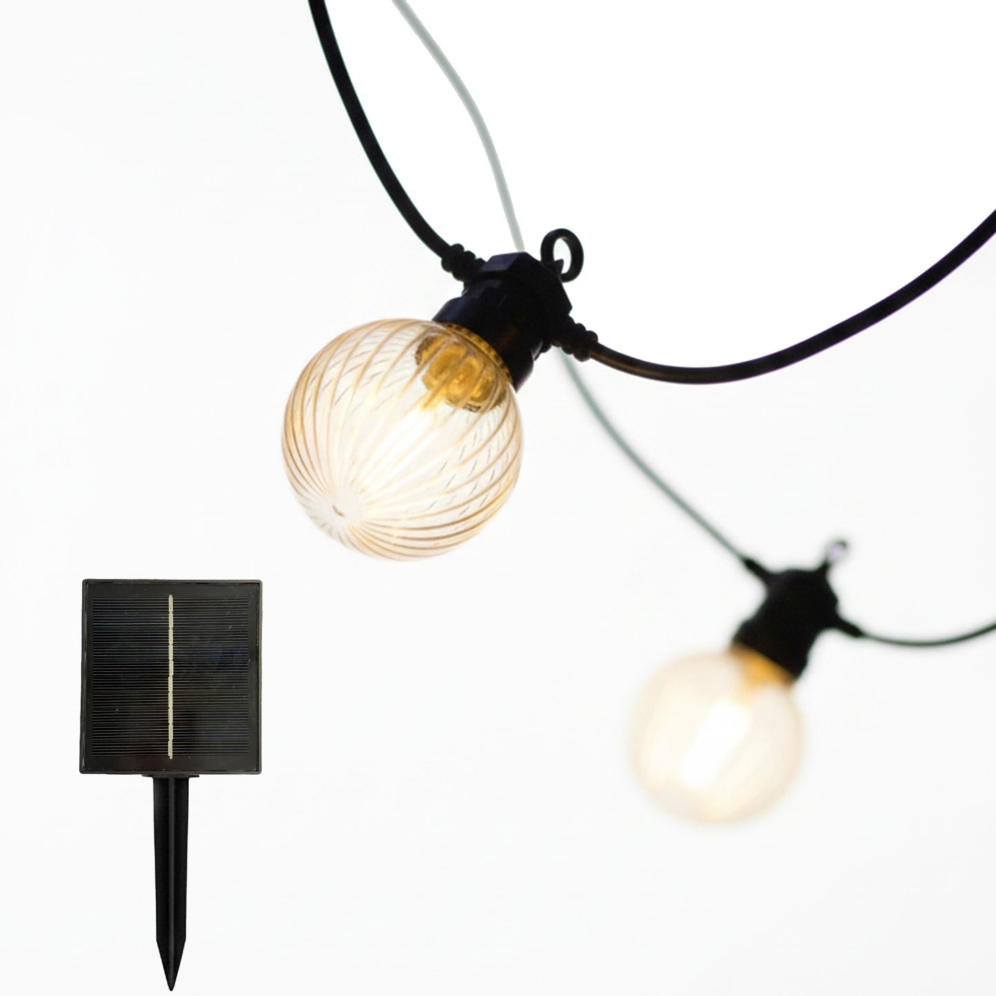 Guirlande lumineuse solaire raccordable 10 ampoules LED blanc chaud dimmable BAMBY LIGHT 8m