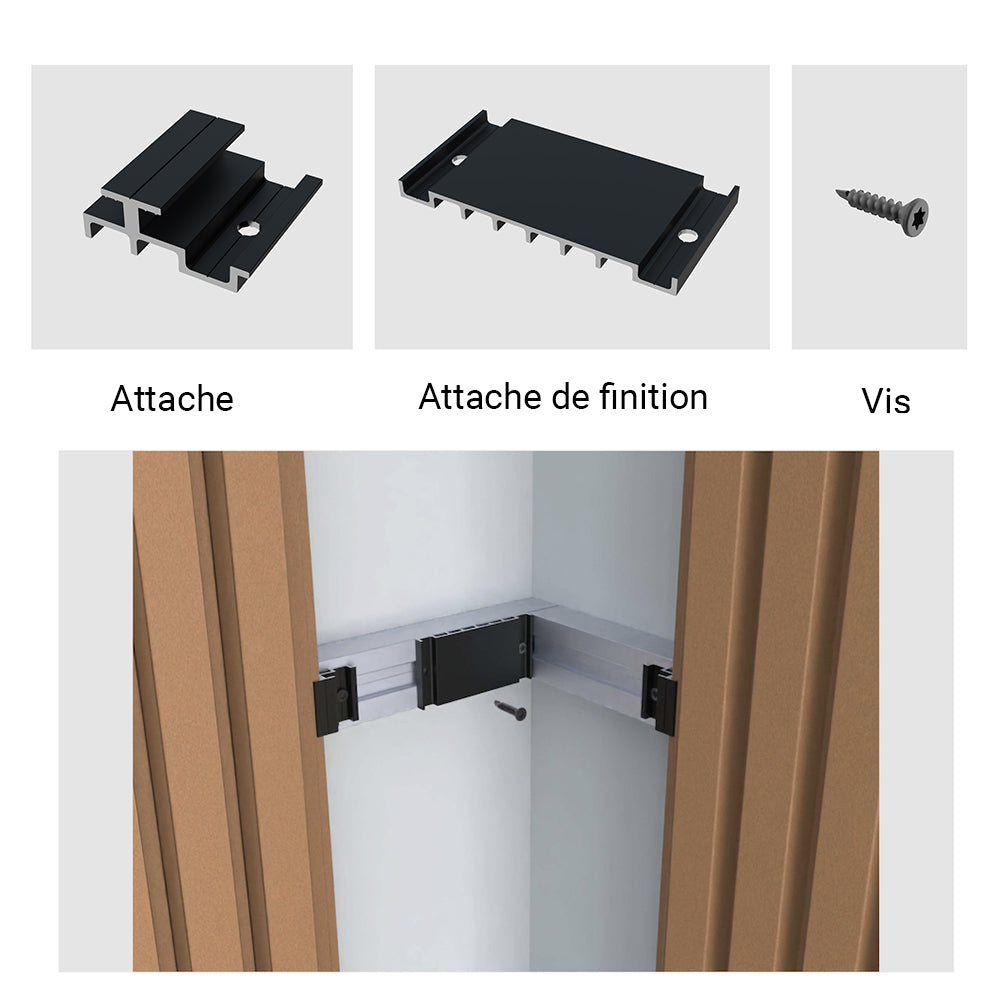 Lot de 4 lames de bardage bois composite 250x17x2.6cm couleur bois - 1,7 m2