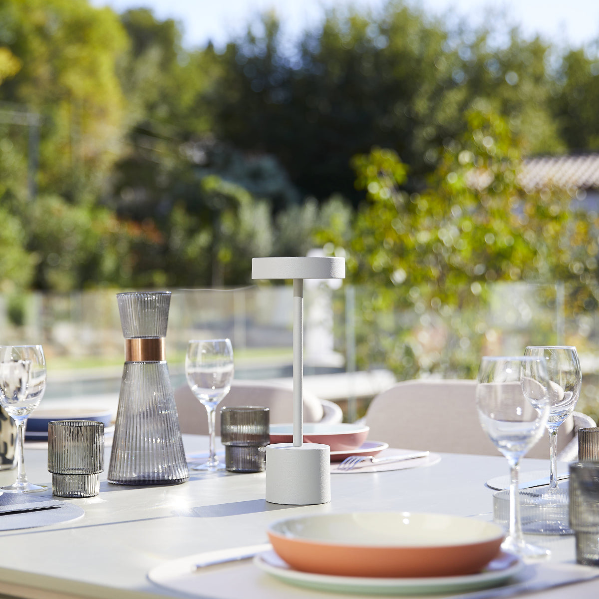 Lot de 2 lampes de table sans fil touch en aluminium gris clair LED ROBY GREY H30cm