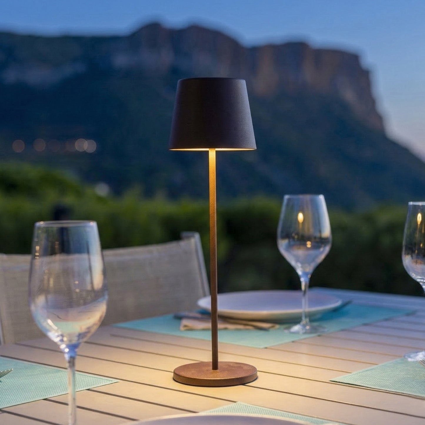 KELLY VINTAGE H38cm Tischleuchte Touch Wireless Aluminium braun weiß LED dimmbar