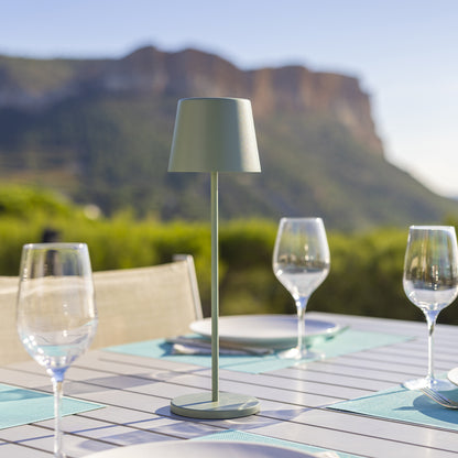 Lampe de table touch sans fil en aluminium vert KELLY OLIVE  LED blanc dimmable H38cm